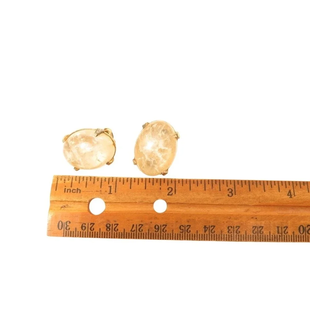 Zentall Designer Signed Crackled Clear Stones‎ Vintage Clip-on Earrings*A569